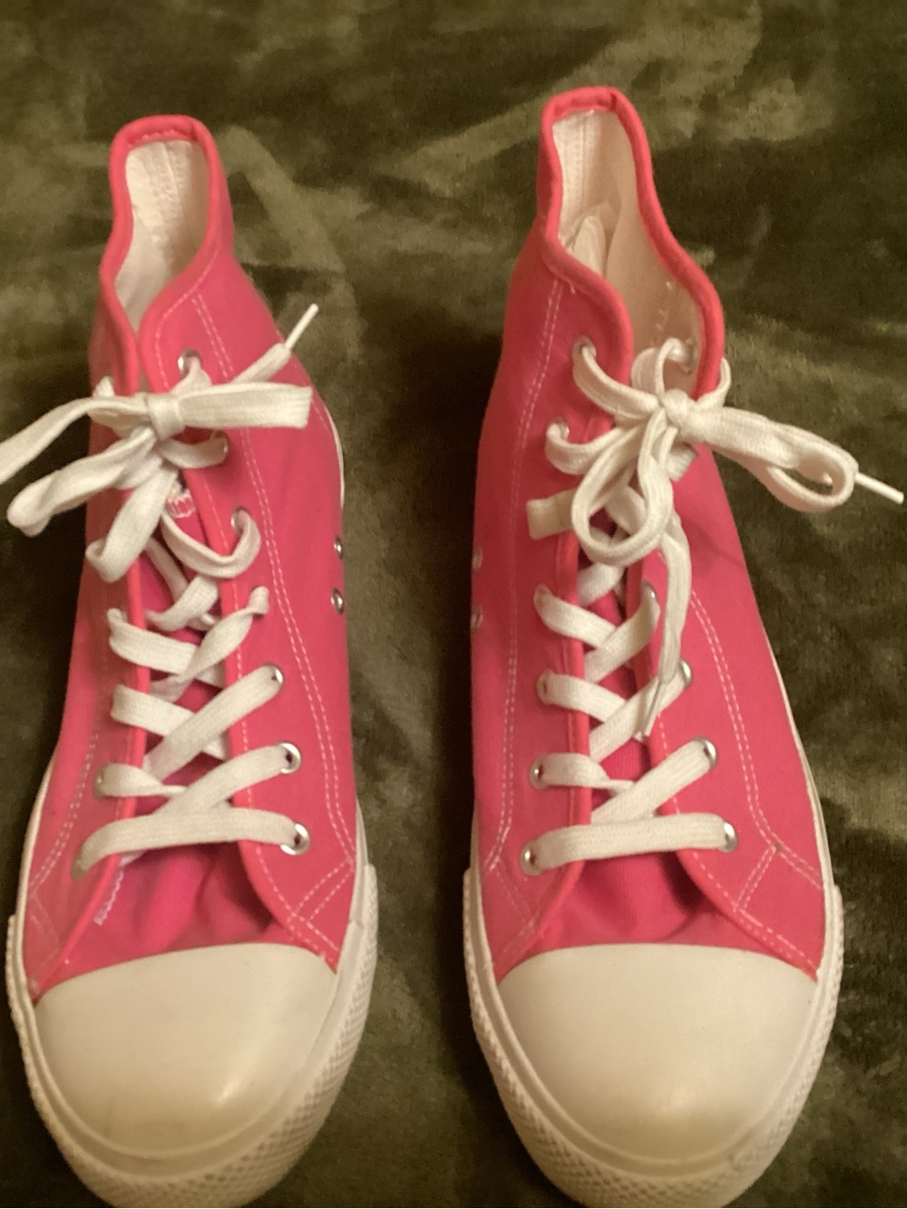 just be Pink High-Top Canvas Lace-Up Sneakers
